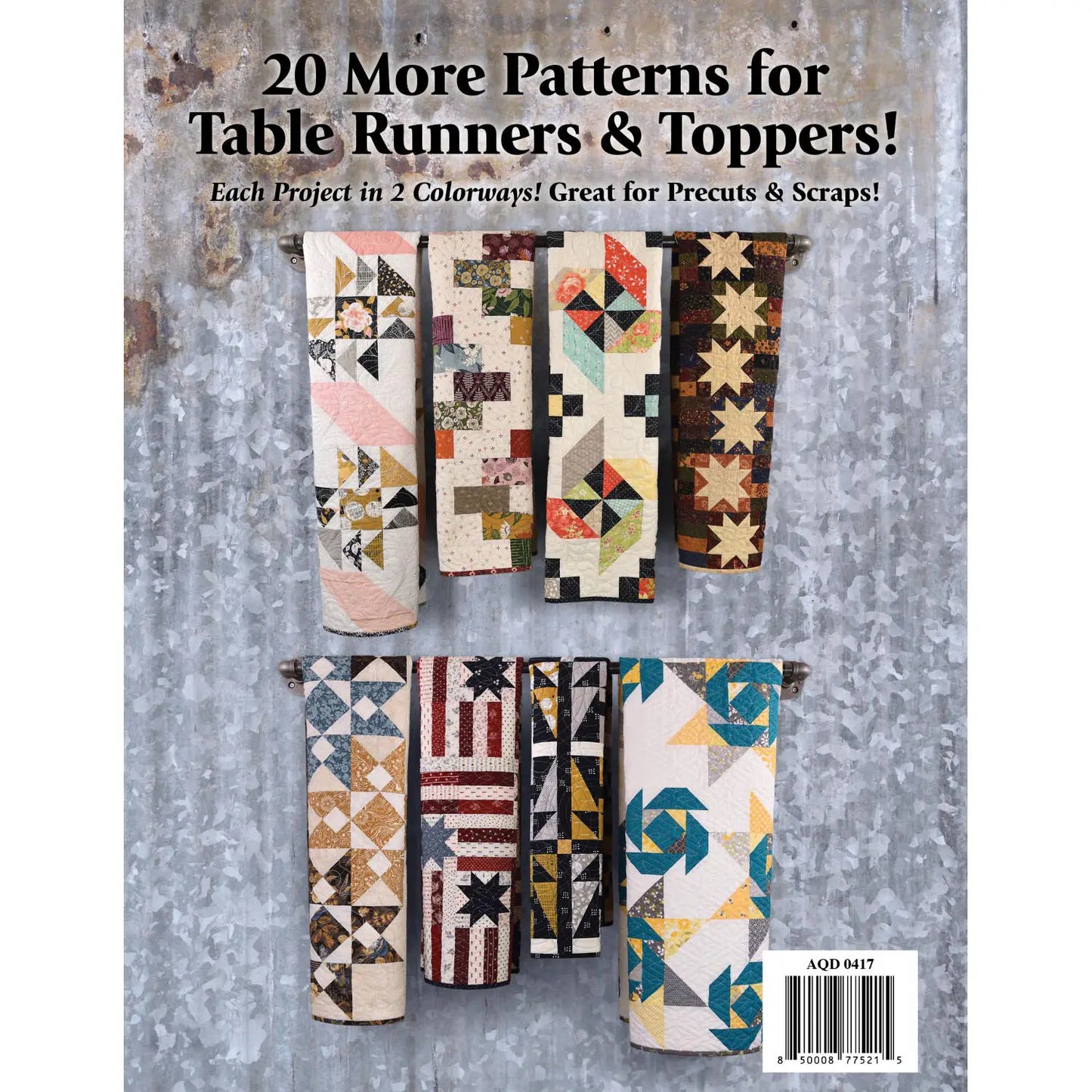 Cover of quilting book Tabletastic 3! by Doug Leko, featuring eight colorful quilted table runners with geometric patterns displayed against a textured gray background.