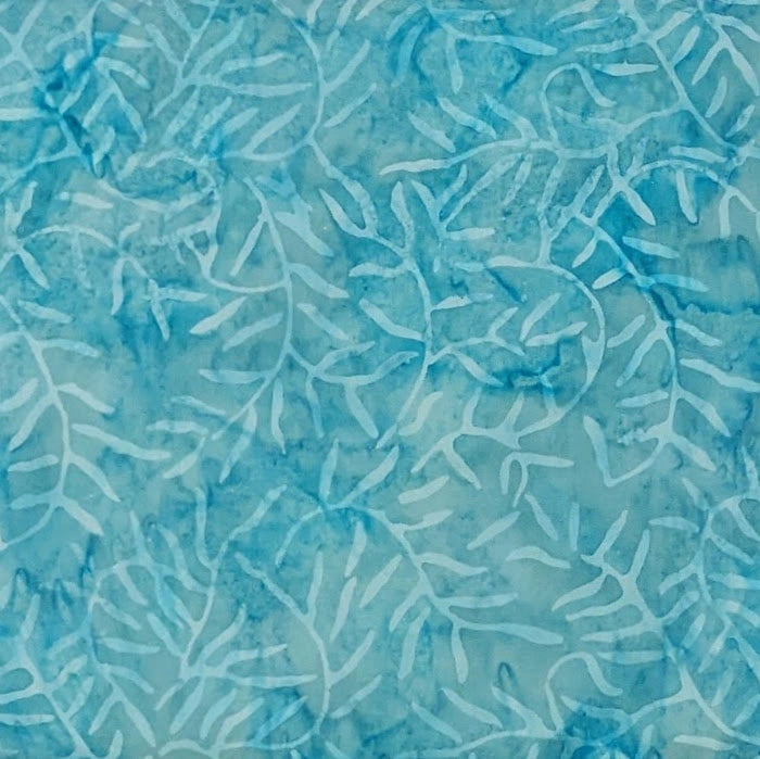 Artist's Palette Aqua Branches Batik Fabric Yardage