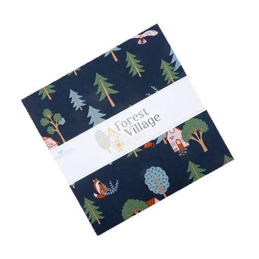 Fabric pack with 'Forest Village' design on a white background