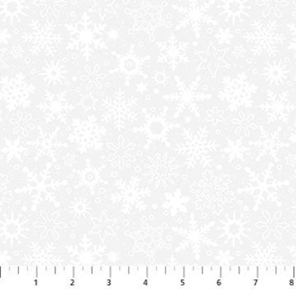 Basically Black & White Snowfall White on White Fabric Yardage