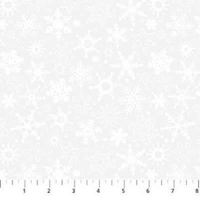 Basically Black & White Snowfall White on White Fabric Yardage