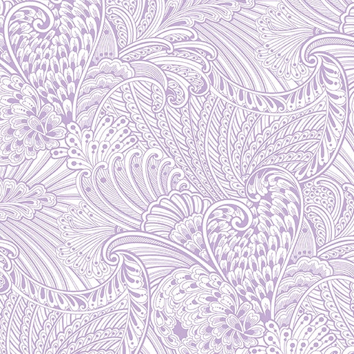 Peacock Flourish Light Purple Opulence Tonal Fabric Yardage
