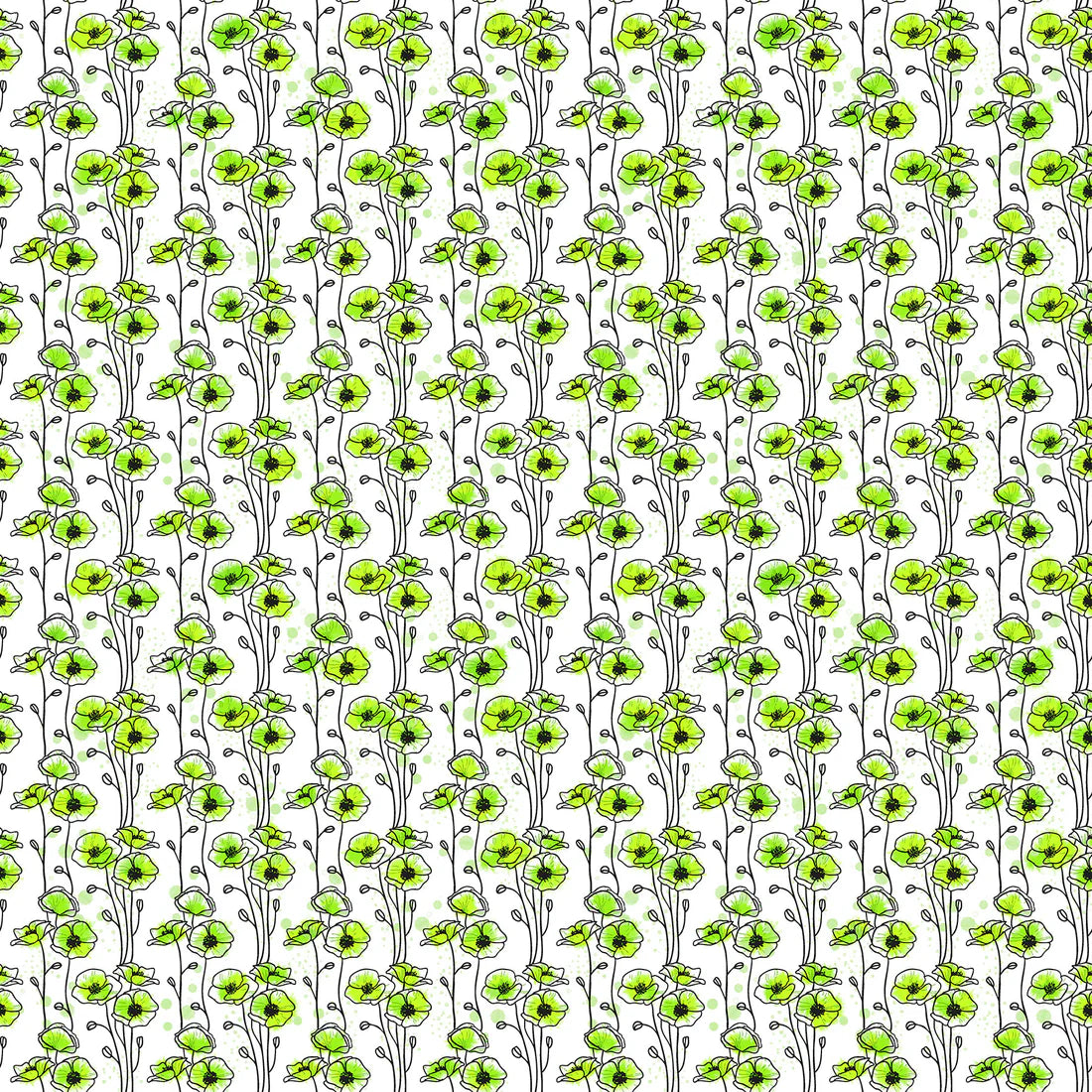 Good Together Floating Poppies White Fabric Yardage