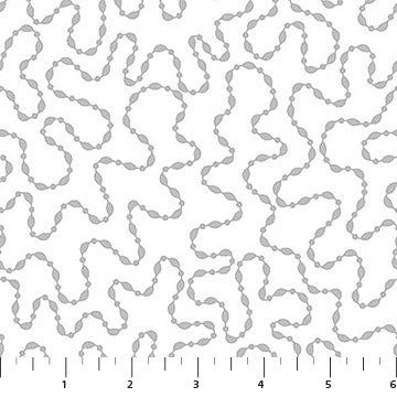 Wintry Lustre Silver Beaded Meander Fabric Yardage