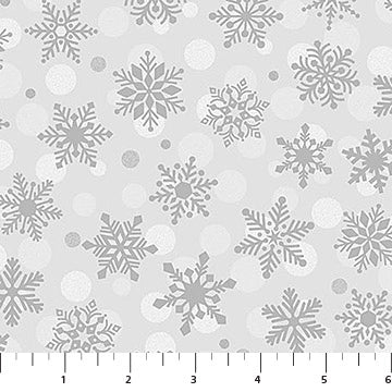 Wintry Lustre Gray and Silver Fanciful Flurries Fabric Yardage - quilt fabric for sewing and quilting projects