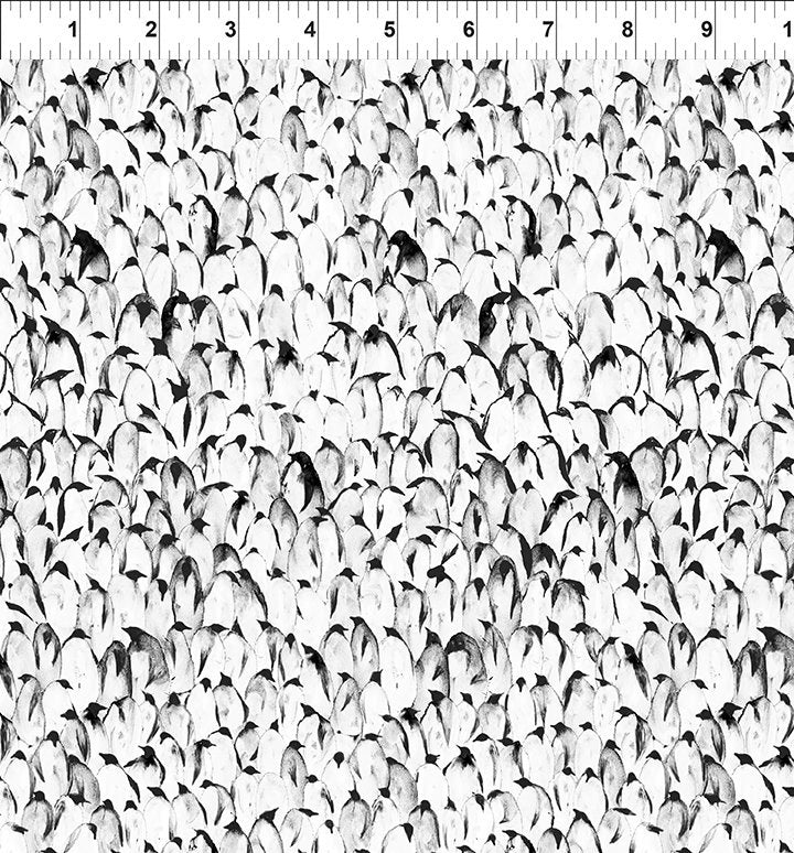 Sketchbook Prints black and white penguins fabric yardage