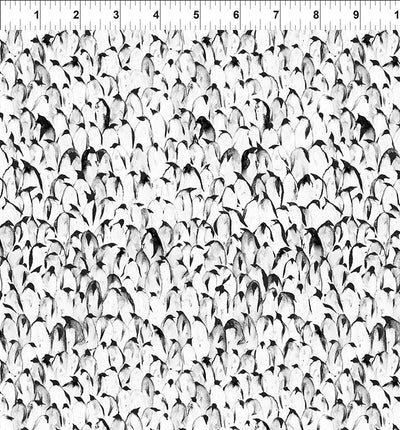Sketchbook Prints Black and White Penguins Fabric Yardage