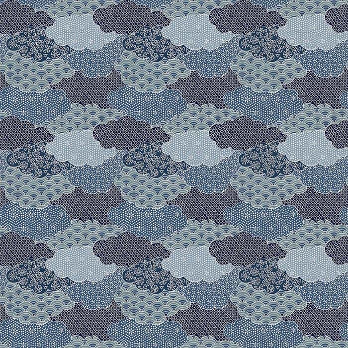 Moon Rabbit Blue Clouds Fabric Yardage