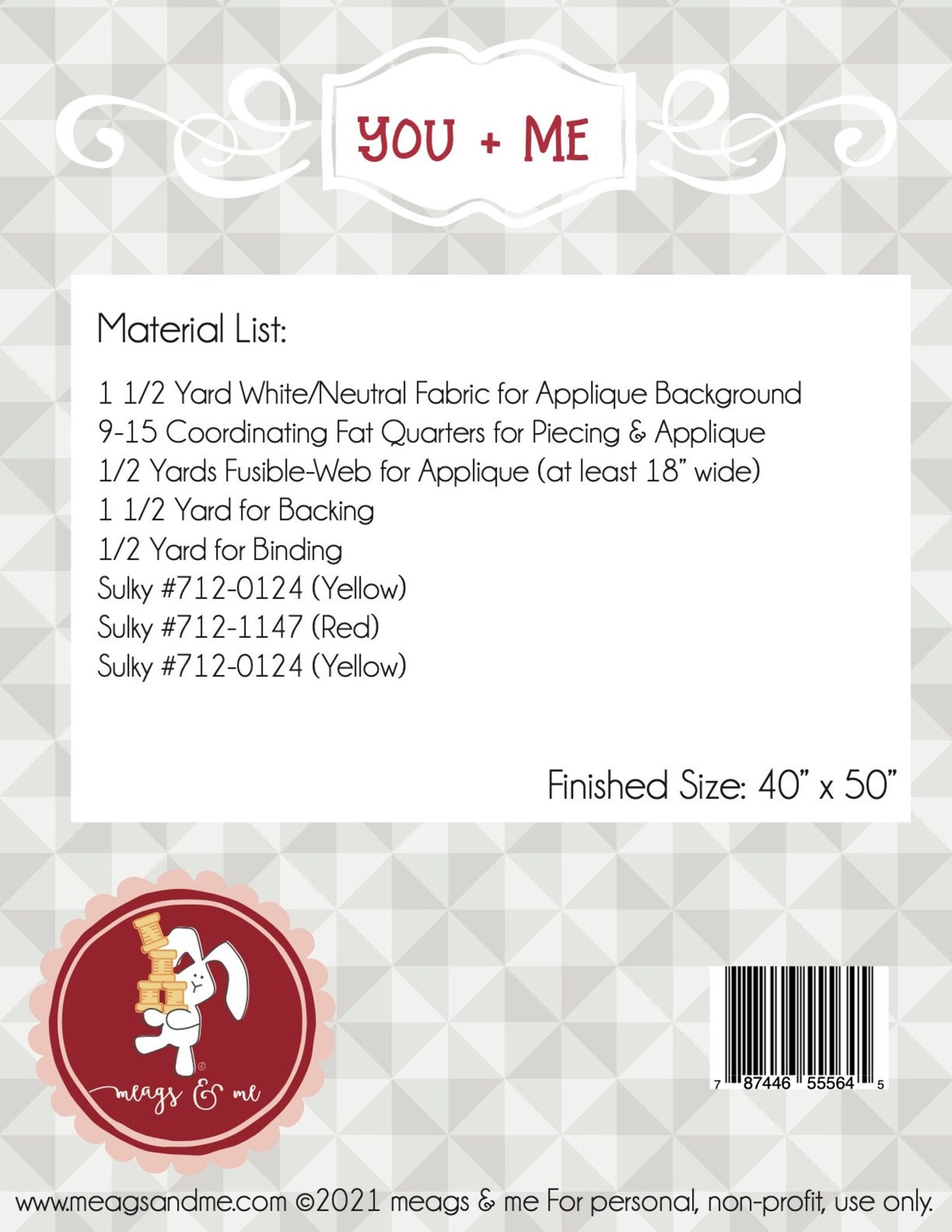 You + Me Quilt Pattern