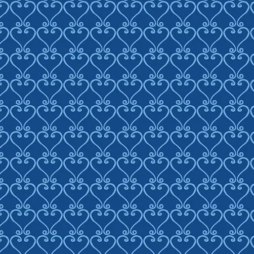 Gnomebody Bakes It Better Sweet Trellis Dark Blue Fabric Yardage