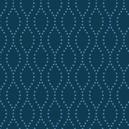 Sew Bloom Ogee Dot Navy Fabric Yardage