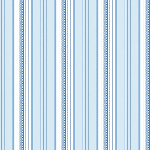 French Romance Simone Stripe Blue/White Fabric Yardage