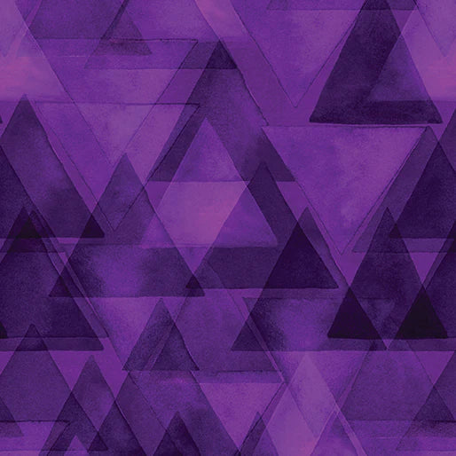Watercolor Geometry Purple Raining Triangles Fabric Yardage