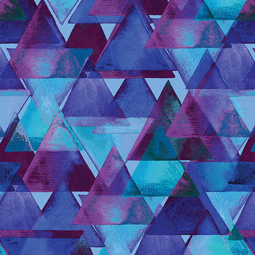 Watercolor Geometry Teal/Multi Raining Triangles Fabric Yardage