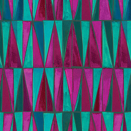 Watercolor Geometry Teal/Pink Prism Fabric Yardage
