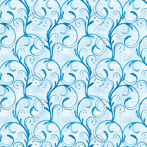 Ocean Swirl Light Blue Fabric Yardage