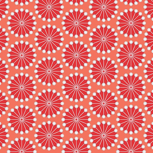 Sewing Room 2 Flowerhead Pins Red Fabric Yardage