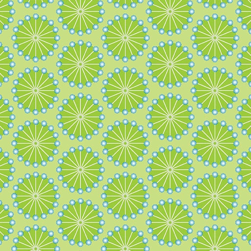 Sewing Room 2 Flowerhead Pins Green Fabric Yardage