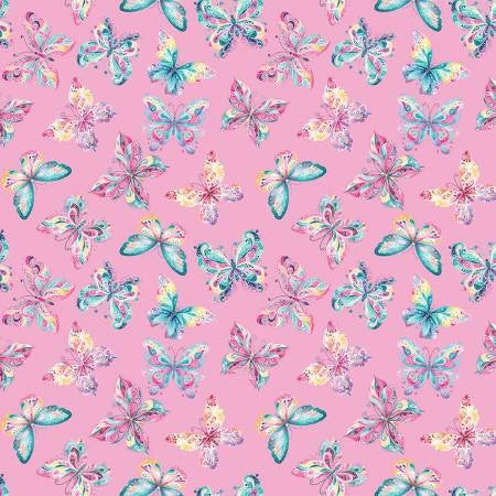 Butterfly Dance Pink Fabric Yardage