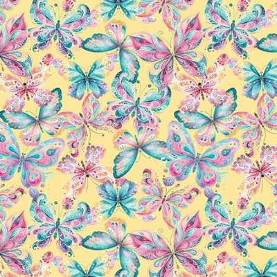 Dreamy Butterflies Yellow Fabric Yardage