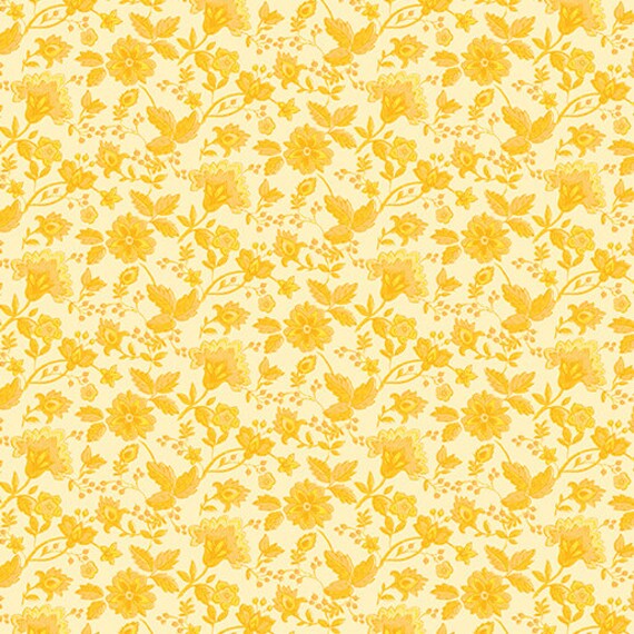 A Beautiful Life Yellow Rose Brocade Fabric Yardage