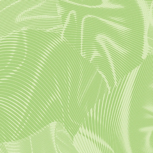 Echo Light Green Fabric Yardage by Benartex features curved, wavy lines in soft green shades on 100% cotton, creating a subtle depth and organic leaf-like pattern—ideal for the Echo Collection.