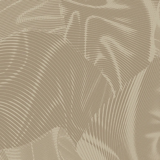Abstract wavy beige and cream lines evoke the soft movement of Benartex Echo Tan Fabric Yardage, recalling 100% cotton quilting fabric with organic texture and overlapping forms, gently undulating like flowing sand dunes.