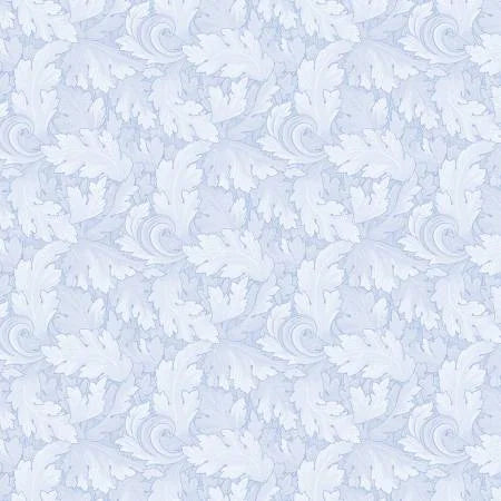 Twirling Leaves Light Blue Fabric Yardage