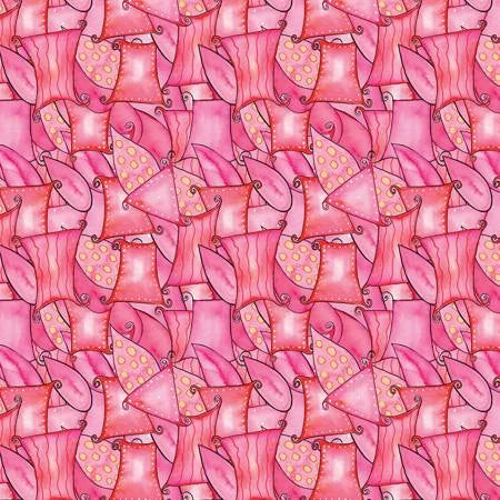 Overlapping Shapes Pink Fabric Yardage