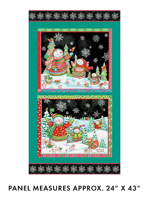 Snow Joy Multi 24" Panel - quilt fabric panel for quilting projects