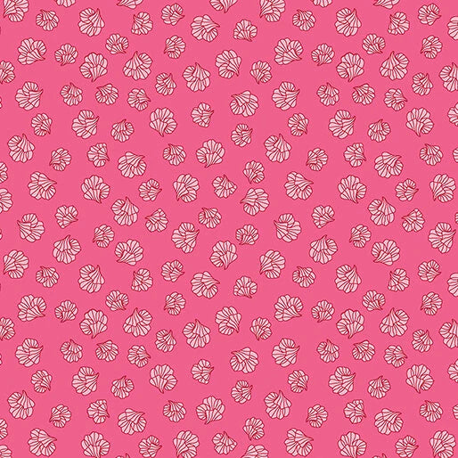 Scalloped Flowers Bubble Gum Fabric Yardage