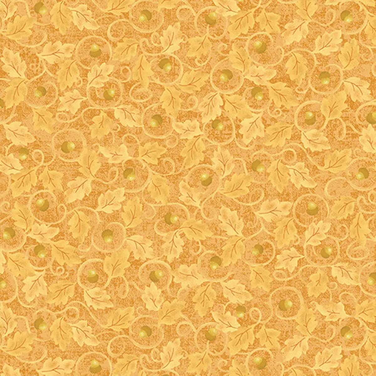 Autumn Breeze Gold Acorn Twirl Fabric Yardage