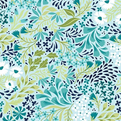 Garden Dalliance Aqua Promenade Fabric Yardage