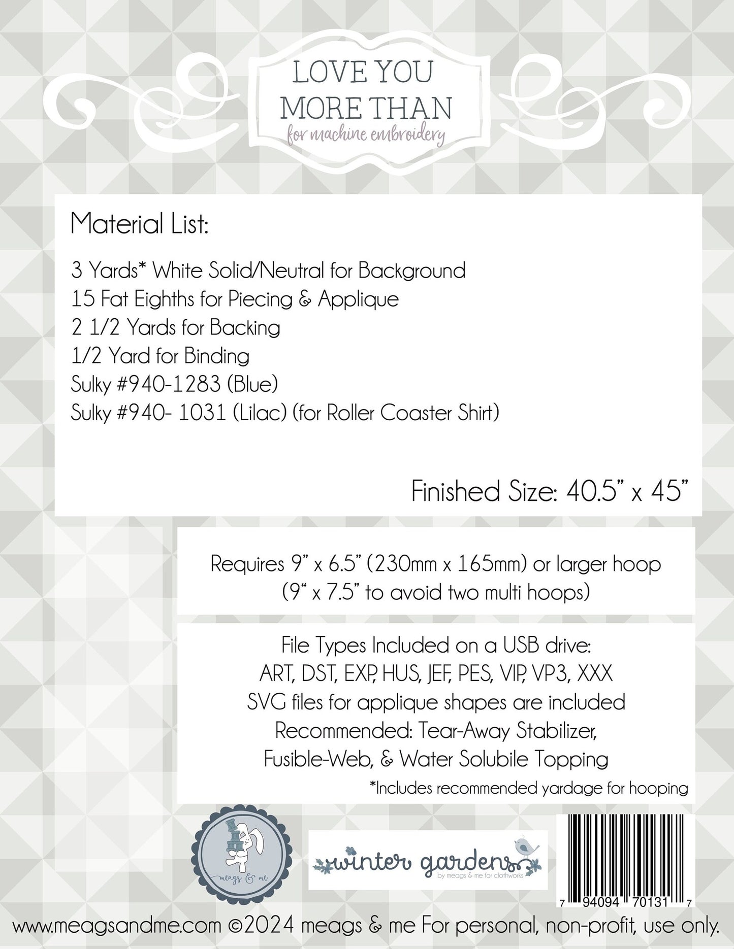 Love You More Than Quilt Pattern