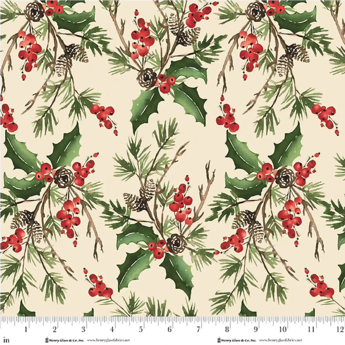 Holly Bouquet Cream Berry Chic 108" Wide Quilt Backing Fabric