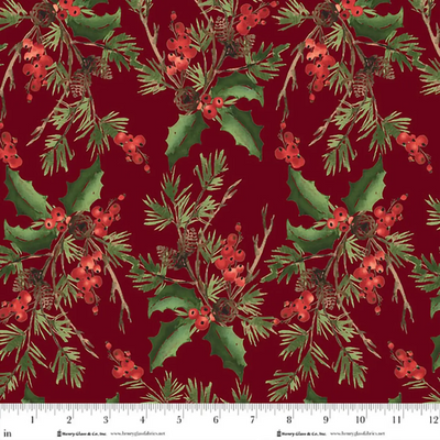 Holly Bouquet Red Berry Chic 108" Wide Quilt Backing Fabric