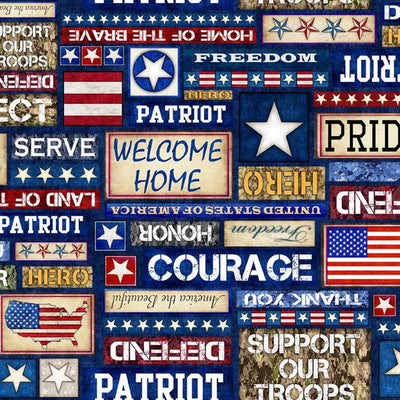 Patriot Text Multi 108" Wide Quilt Fabric Backing