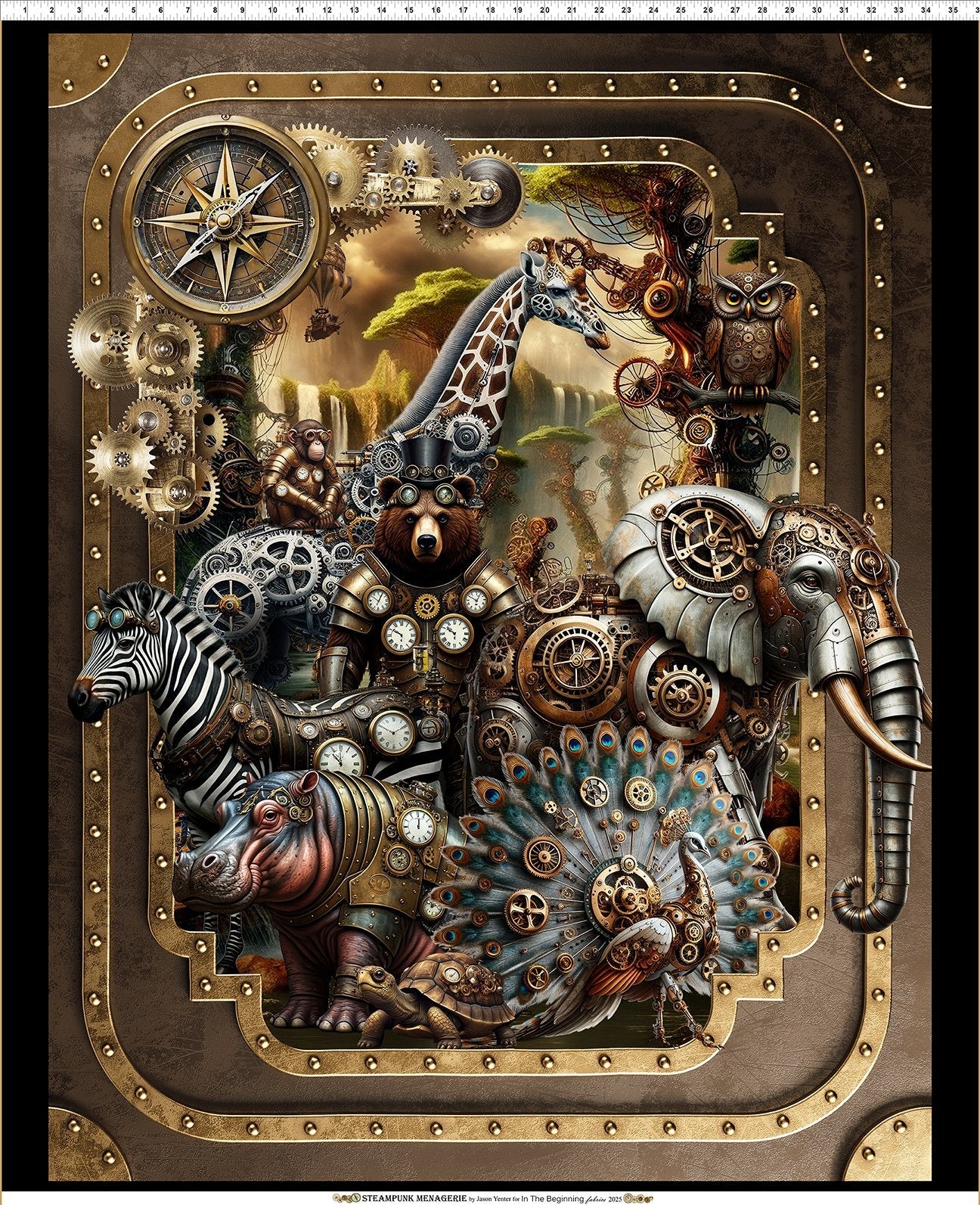 Steampunk Menagerie 36" Panel