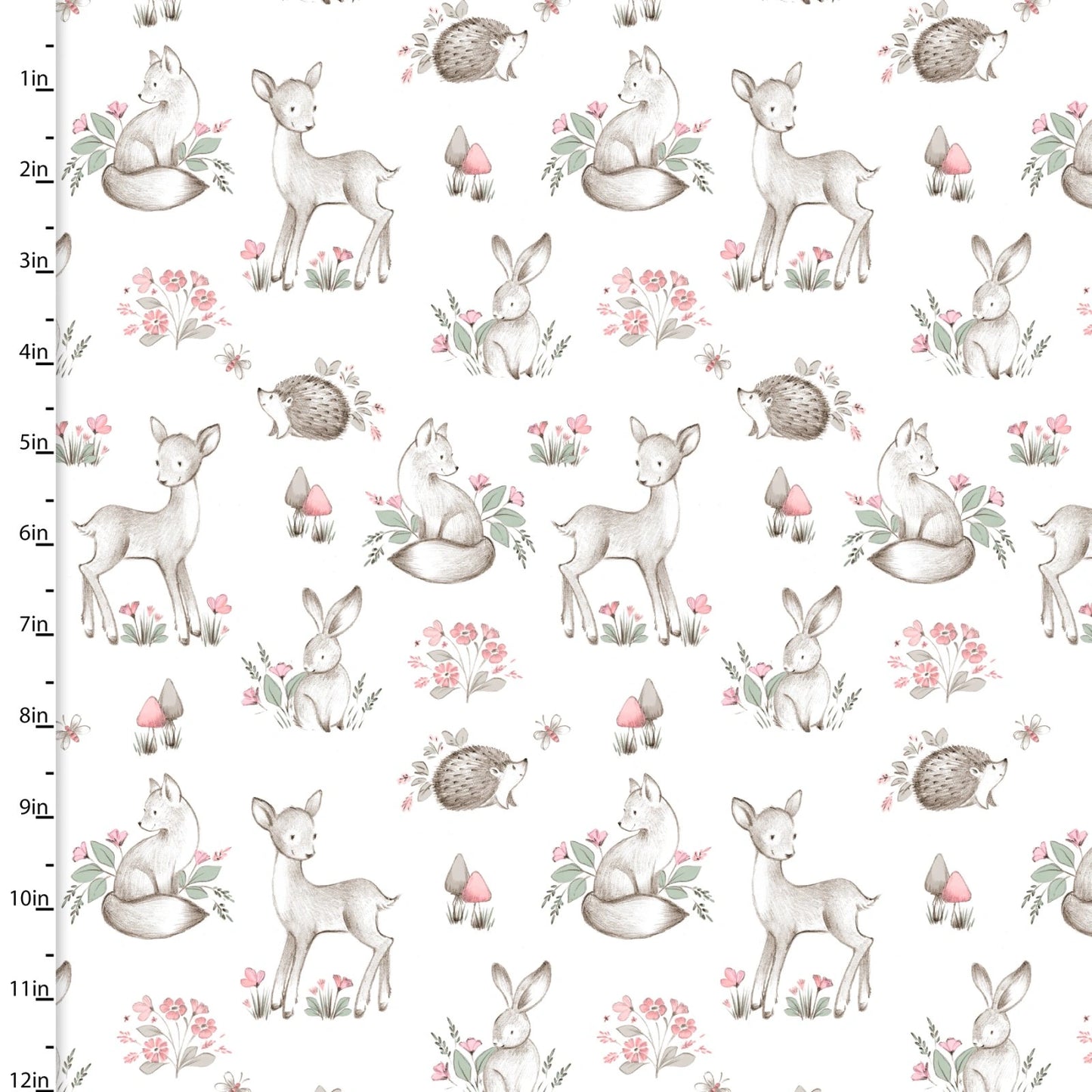 Sweet Woodland White Woodland Cuddle Crew Fabric Yardage