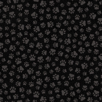 Quilting Illusions Black Paw Prints Fabric Yardage