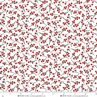 Snow Folks Red Berries Fabric Yardage