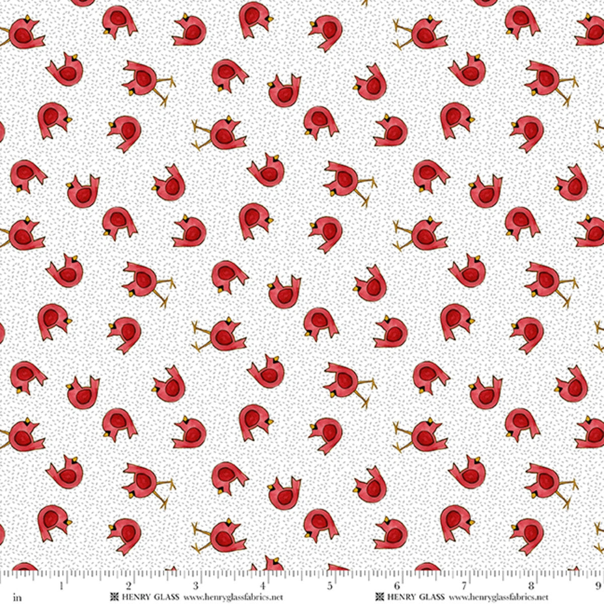 Snow Folks red cardinals Christmas quilt fabric yardage