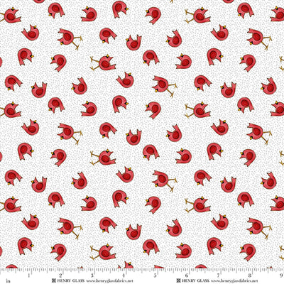 Snow Folks Red Cardinals Fabric Yardage