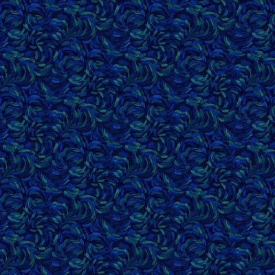 Starry Night Dark Blue Multi Brushstroke Fabric Yardage