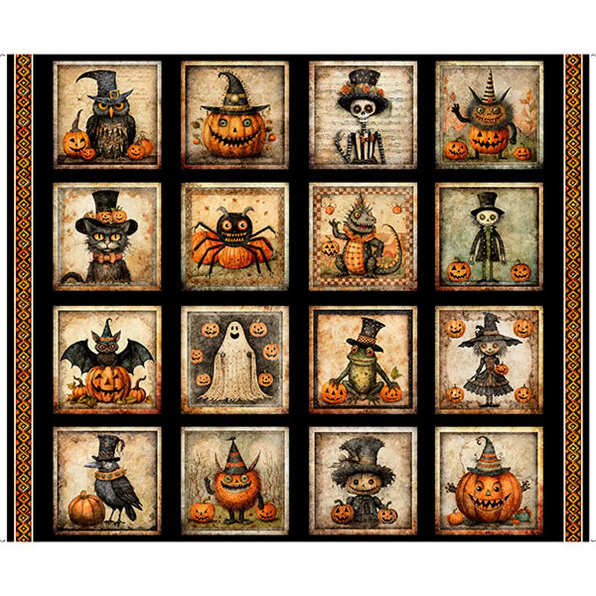 Jeepers Creepers Black Halloween Picture Patches Quilt Panel