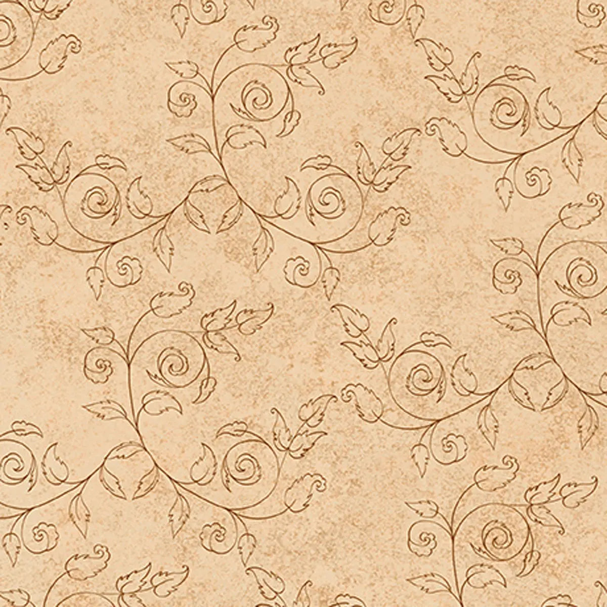 Cornucopia Harvest Tan Delicate Scroll Fabric Yardage