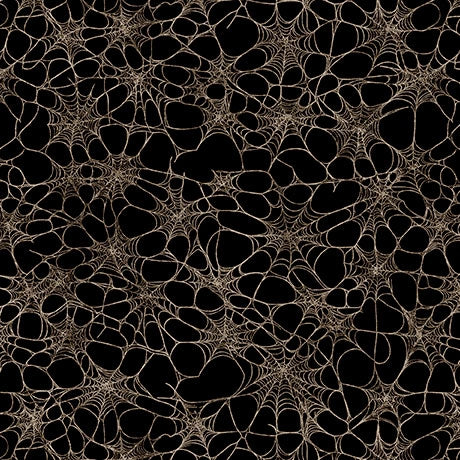 Witchypoo Charcoal Spiderwebs Fabric Yardage - quilt fabric for sewing and quilting projects
