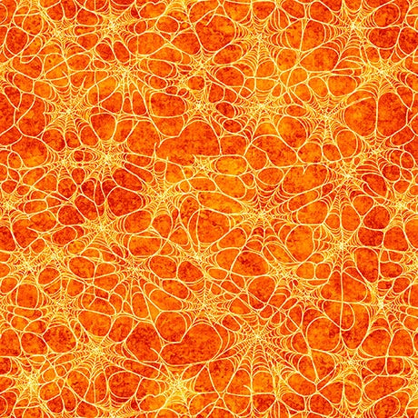 Witchypoo Orange Spiderwebs Fabric Yardage - quilt fabric for sewing and quilting projects