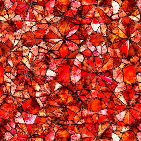 Lumenique Red Mosaic Fabric Yardage - quilt fabric for sewing and quilting projects