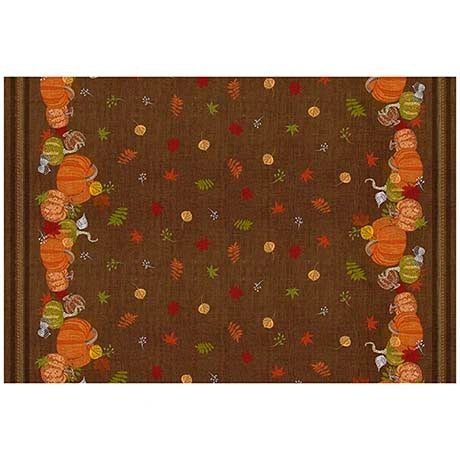 Autumn Stitches Brown Pumpkin 60" Double Border Canvas - quilting supply from Quilted Joy